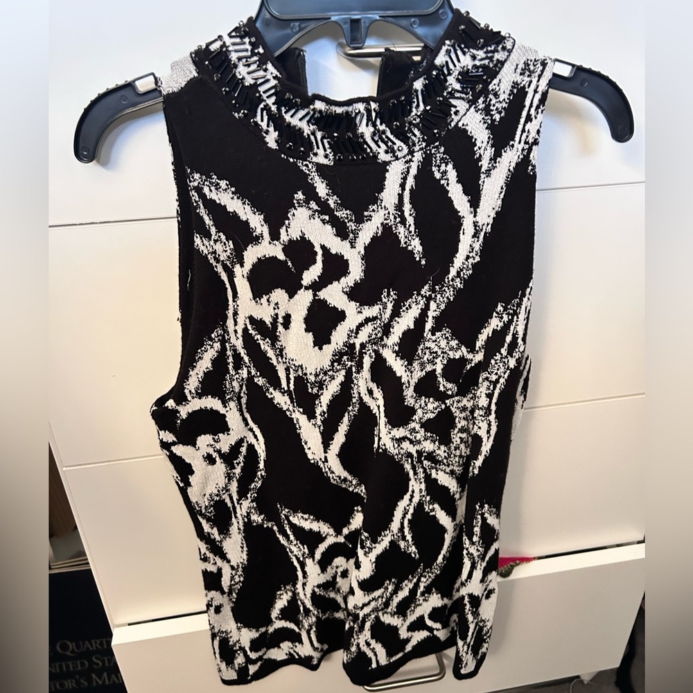 Black and White Sleeveless Top